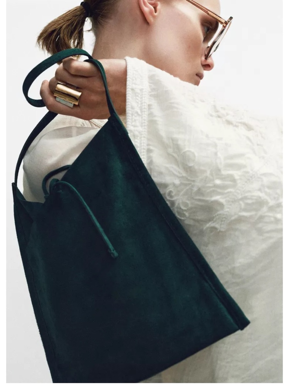 ZARA GREEN LEATHER BAG